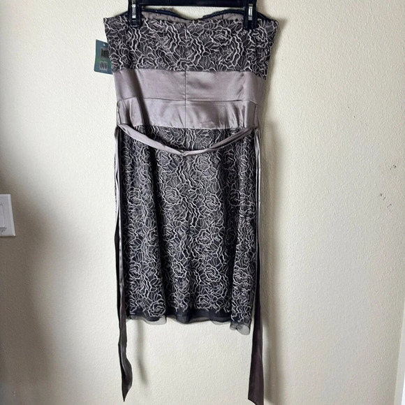 NWT Nordstrom SUZI CHIN Brown Lace & Satin Strapless Cocktail Dress Size 8 - Picture 6 of 10